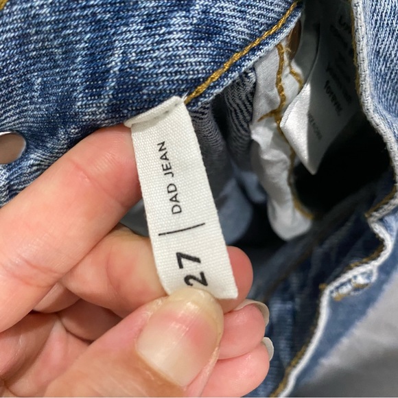 Pacsun Dad Jean High Rise Full Length Flare Ankle Side Slits Medium Wash 27 - Picture 7 of 11